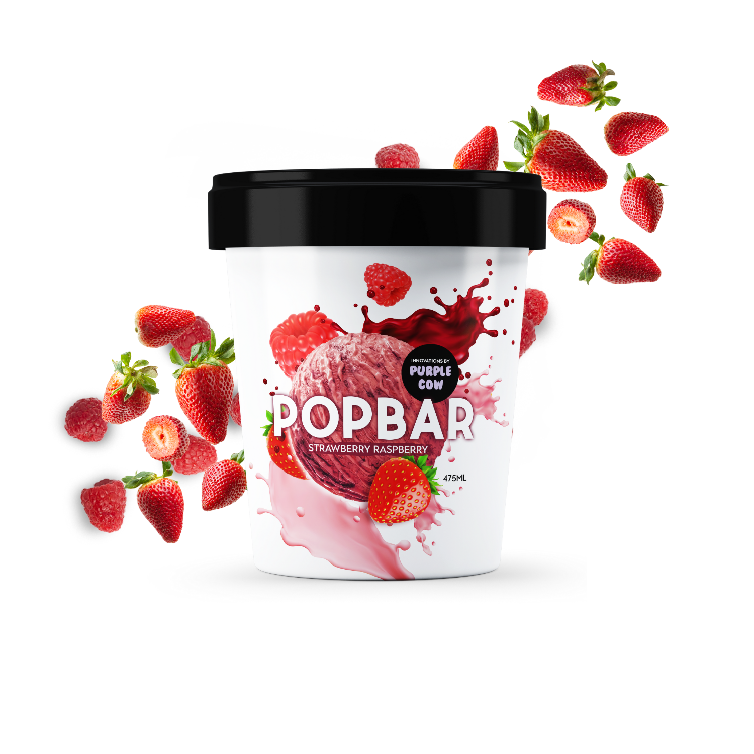 Pops Raspberry 1l Pl Strawberry Raspberry | Ice Cream Tub- PopBar